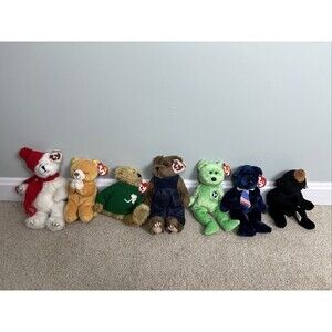 Lot Of 7 TY Beanie Babies Bears 1990s Y2K all With Tags No Duplicates